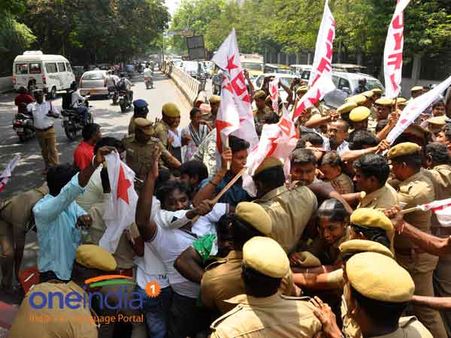 சென்னை ஐ.ஐ.டிக்கு தொடரும் எதிர்ப்பு: - திருச்சி, திருவாரூர், மதுரையில் போராட்டம்!!