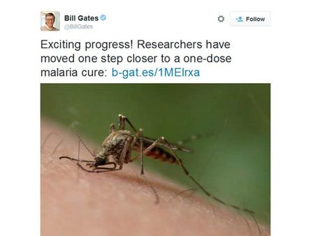 மலேரியாவைக் குணப்படுத்தும் புதிய மருந்து கண்டுபிடிப்பு... பில்கேட்ஸ் மகிழ்ச்சி!