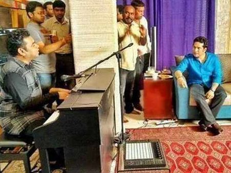 இசைப் புயலை ட்யூன்போடச் சொல்லி ரசித்த கிரிக்கெட் புயல்!