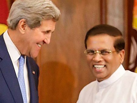 யு.எஸ். வெளியுறவுத் துறை அமைச்சர் ஜான் கெர்ரியுடன் இலங்கை அதிபர் சிறிசேன சந்திப்பு