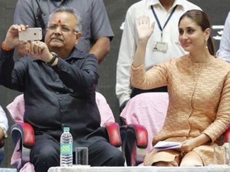 கரீனா கபூருடன் செல்பி எடுத்து பஞ்சாயத்தில் சிக்கிய சத்தீஸ்கர் பா.ஜ.க. முதல்வர் ரமண்சிங்