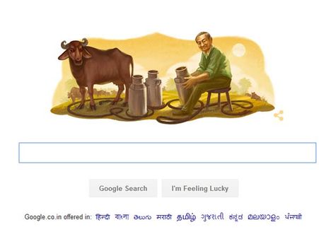 'இந்தியாவின் பால்காரர்' குரியன் பிறந்தநாள் - பால் கேன்; பசு மாடு டூடுள் போட்டு அசத்தும் கூகுள்!
