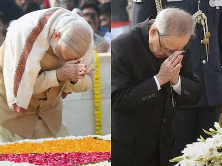 மகாத்மா காந்தியின் 67வது நினைவு தினம்- பிரணாப் முகர்ஜி, மோடி உள்ளிட்ட தலைவர்கள் அஞ்சலி