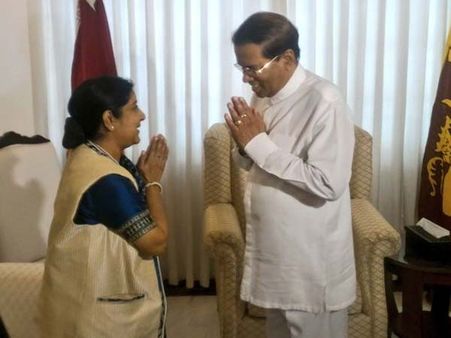 மைத்ரிபால சிறிசேன, சந்திரிகா, சம்பந்தனுடன் சுஷ்மா ஸ்வராஜ் சந்திப்பு!