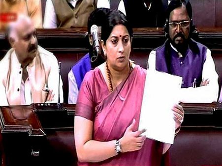 நாடாளுமன்றத்தில் தப்பு தப்பாக தகவல் கொடுத்தாரா ஸ்மிருதி இரானி? உரிமை மீறலுக்கு நோட்டீஸ்