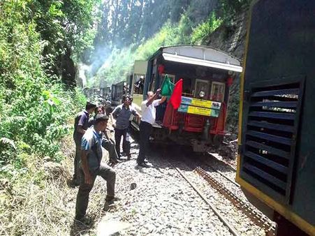 காட்டுப் பகுதியில் பழுதாகி நின்ற குன்னூர் மலை ரயில்: பயணிகள் அவதி