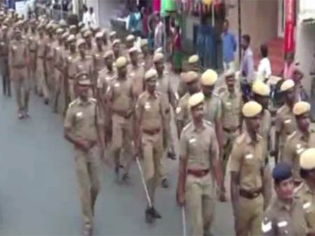 திருப்பூரில் துணை ராணவம், போலீசார் கொடி அணிவகுப்பு: வீடியோ