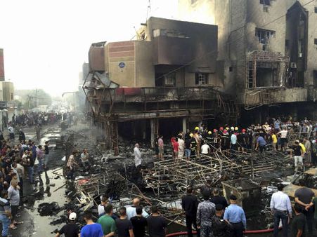 பாக்தாத்தில் ஐஎஸ் தீவிரவாதிகள் பயங்கர தற்கொலைப்படைத் தாக்குதல்- 83 பேர் பலி