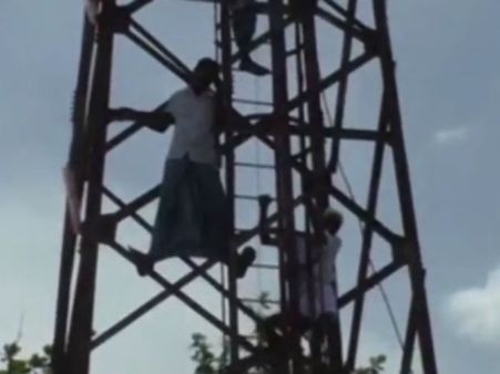 ரூ. 90 கோடி நிலுவை... அபாயச் சங்கு கோபுரத்தில் ஏறி கரும்பு விவசாயிகள் தற்கொலை மிரட்டல் -வீடியோ