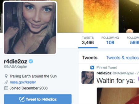 நாசாவின் டிவிட்டர் பக்கத்தில் நுழைந்து ஆபாச போட்டோவை பதிவு செய்த ஹேக்கர்கள்