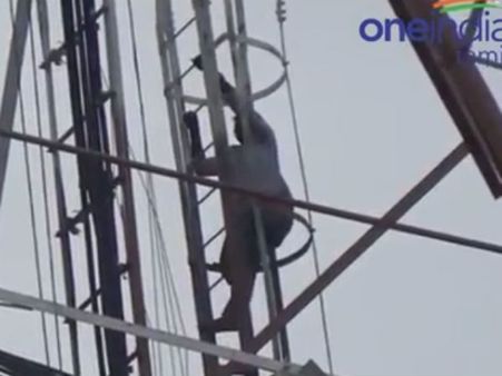 டீசல் விவகாரம்... செல்போன் டவரில் ஏறி காரசாரமாக சண்டை போட்ட டிரைவரும், மேனேஜரும்!