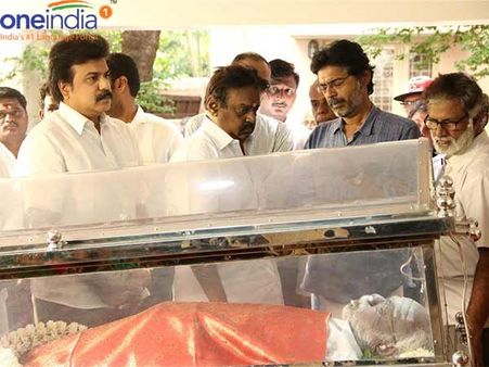 பஞ்சு அருணாச்சலத்துக்கு விஜயகாந்த் நேரில் அஞ்சலி