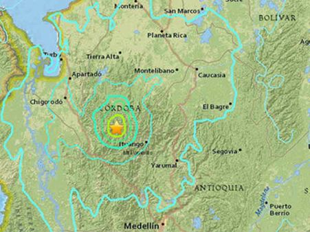 வடமேற்கு கொலம்பியாவில் சக்தி வாய்ந்த நிலநடுக்கம்- ரிக்டரில் 6 ஆக பதிவு