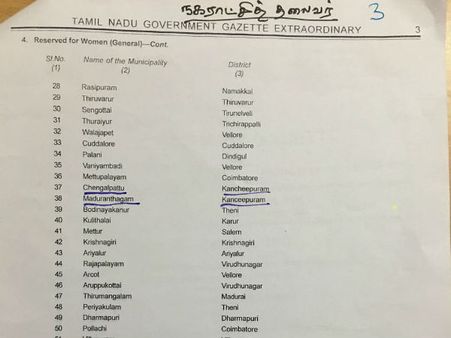 உள்ளாட்சி தேர்தல்: பெண்கள் போட்டியிடும் நகராட்சிகள் அறிவிப்பு
