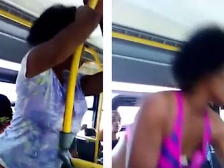 ஓடும் பஸ்சில் டிரஸ்ஸை கழற்றி போட்டு ஷோ காட்டிய பெண் - வீடியோ