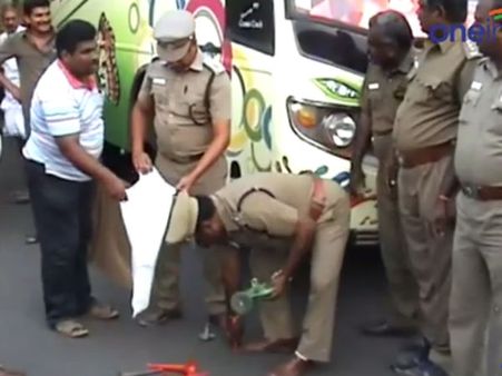 காற்று ஒலிப்பான்கள்... கண்ணைப் பறிக்கும் விளக்குகள்... பஸ்களில் பறிமுதல் செய்த அதிகாரிகள்- வீடியோ