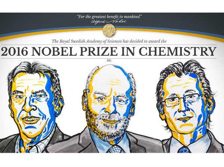 2016ம் ஆண்டு வேதியியல் துறைக்கான நோபல் பரிசு 3 பேருக்கு அறிவிப்பு