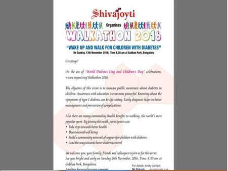 உலக சர்க்கரை நோய் தினம்: பெங்களூரில் 13ம் தேதி வாக்கத்தான்!