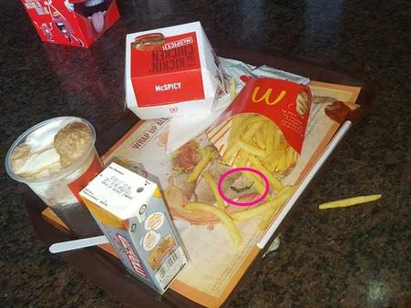 மெக்டொனால்ட்ஸில் கர்ப்பிணி சாப்பிட்ட பிரெஞச் ஃபிரைஸில் செத்துக்கிடந்த பல்லி