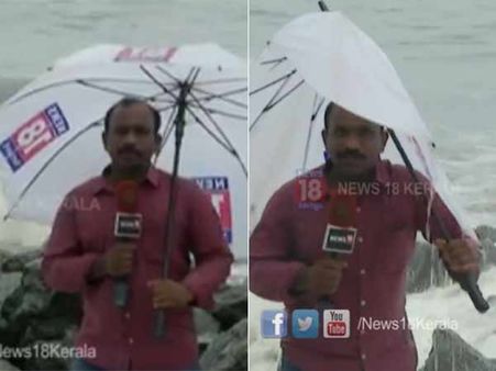 அந்த அரபிக் கடலோரம்.. அலை வந்து மோதியபோதும்.. கடமை தவறாத நிருபர்... வைரல் வீடியோ