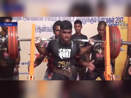 சேலத்தில் பளு தூக்கும் போட்டி.. 50க்கும் மேற்பட்டோர் திறனை காண்பித்து அசத்தல்: வீடியோ