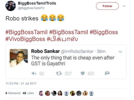 ஜிஎஸ்டி-க்கு பிறகு ச்சீப்பான ஒரு பொருள் அது காயத்ரிதாங்க... தெறிக்கும் மீம்ஸ் 