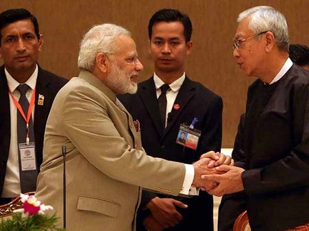 மியான்மரில் மோடி... ரோஹிங்யா முஸ்லிம்கள் பிரச்சனை குறித்து சூச்சியுடன் இன்று பேச்சு