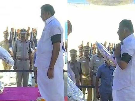 தீரன் பெரியபாண்டிக்கு கறுப்புப் பட்டை அணிந்து ஈபிஎஸ், ஓபிஎஸ் வீர வணக்கம்