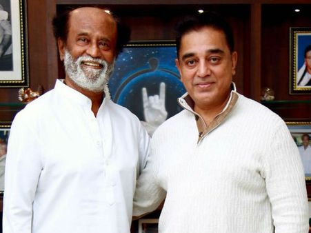 ரஜினிகாந்துடன் கமல்ஹாசன் திடீர் சந்திப்பு... மதுரை பொதுக் கூட்டத்துக்கு அழைப்பு