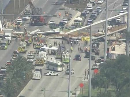 புளோரிடா சர்வதேச பல்கலை. அருகே மேம்பாலம் இடிந்து விபத்து- 6 பேர் பலி