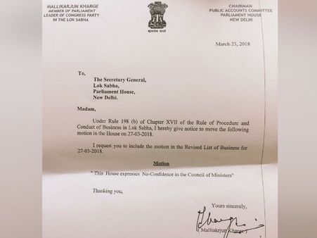 மத்திய பாஜக அரசு மீது காங். நம்பிக்கை இல்லா தீர்மானம்- மல்லிகார்ஜூன கார்கே நோட்டீஸ்