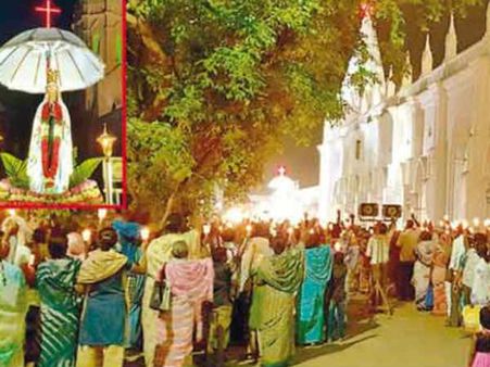 பூண்டி மாதா பேராலய திருவிழா கொடியேற்றத்துடன் தொடக்கம் - 14ஆம் தேதி தேர்பவனி