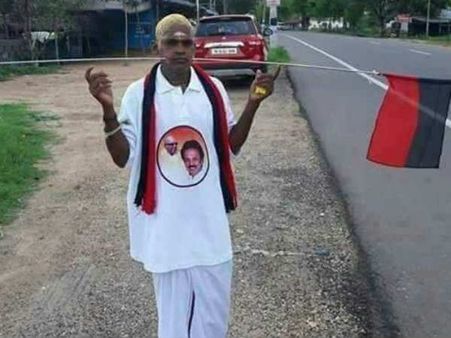 கருணாநிதிக்காக மொட்டை அடித்து அலகு குத்திய தொண்டர்.. வைரலாகும் போட்டோ!