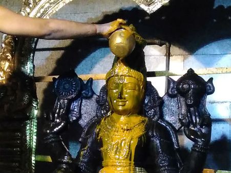 தன்வந்திரி பெருமாளுக்கு ஏகாதசி நெல்லிப்பொடி அபிஷேகம் - திருவோணம் தைலாபிஷேகம்