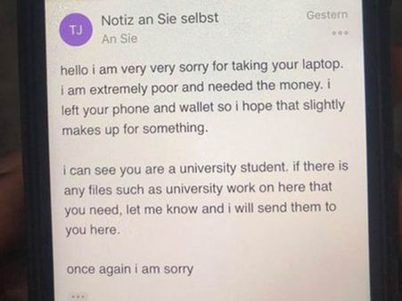 மாயமான லேப்டாப்... திடீரென வந்த திருடரின் மெயில்... 'ஸ்மைலி' போட்டு தேங்க்ஸ் சொன்ன மாணவர்!