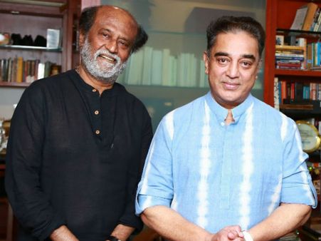 கமல்ஹாசனை அலுவலகம் சென்று சந்தித்த ரஜினிகாந்த்.. 20 நிமிடம் நீடித்த கலகல உரையாடல்!