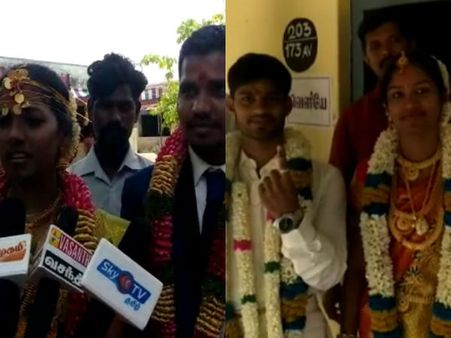 புதுசா கட்டிக்கிட்ட ஜோடி தானுங்க.. அடுத்த விநாடியே கிளம்பி வந்து ஓட்டு போட்டு அசத்தல்!