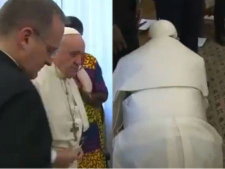 இதுவரை இப்படி நடந்தது இல்லை.. தெற்கு சூடான் தலைவர்கள் காலில் விழுந்து முத்தமிட்ட போப் பிரான்சிஸ்