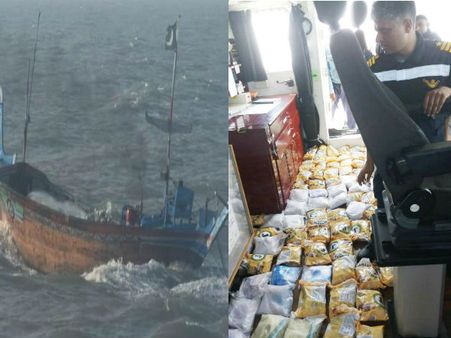 கடலில் வைத்தே கைமாற்ற பலே திட்டம்.. ரூ.600 கோடி ஹெராயின் பறிமுதல்.. சுற்றி வளைக்கப்பட்ட பாக்., படகு