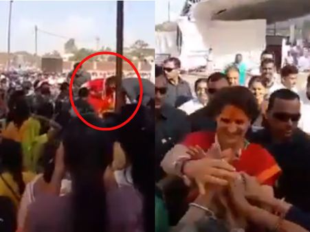 எனக்கு பயம் இல்லை.. தடுப்பு சுவரை அசால்ட்டாக எகிறி குதித்த பிரியங்கா காந்தி.. வைரல் வீடியோ