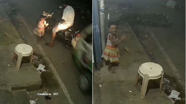 பேத்தி கண் முன்பாக லாரியில் அடிபட்ட தாத்தா.. வைரலாகும் சோக வீடியோ