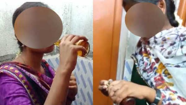 பாத்ரூமில்.. பீர், பிராந்தி குடிக்கும் இளம் பெண்கள்.. வைரலாகும் வேதனை வீடியோ!