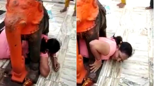 மாட்டிக்கிச்சே.. மாட்டிக்கிச்சே.. கோவிலுக்கு போனா சாமி மட்டும் கும்பிடணும்.. இல்லாட்டி இப்படித்தான்