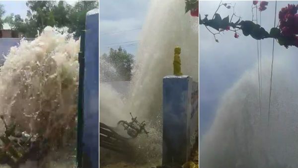 போர்வெல்லால் விண்ணை முட்டி பீய்ச்சி அடித்த தண்ணீர்.. நம்ப முடியாத அளவுக்கு வைரலாகும் வீடியோ