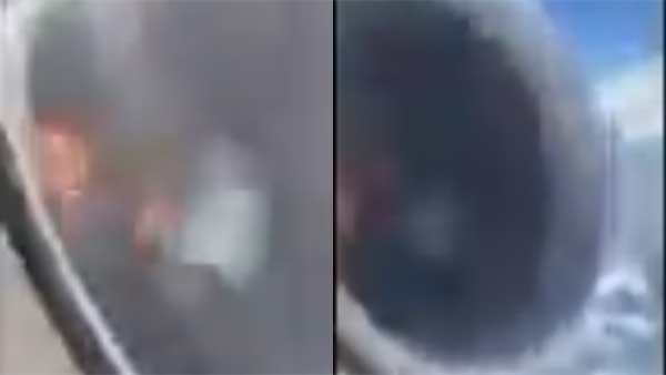 திக்..திக்... நடுவானில் விமான இஞ்சினில் தீ... பயணிகள் அலறல்... சபாஷ் போட வைத்த விமானி