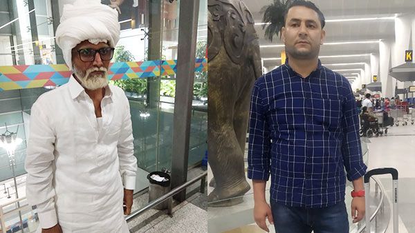 தலைக்கு வெள்ளை கலர் டை.. ஸீரோ பவர் கண்ணாடி.. வீல் சேரில் வந்த 