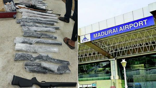 துபாய் விமானத்தில் வந்த 3 பேர்.. 23 துப்பாக்கிகளுடன் வந்ததால் பரபரப்பு.. யாருக்காக கொண்டு வரப்பட்டன?