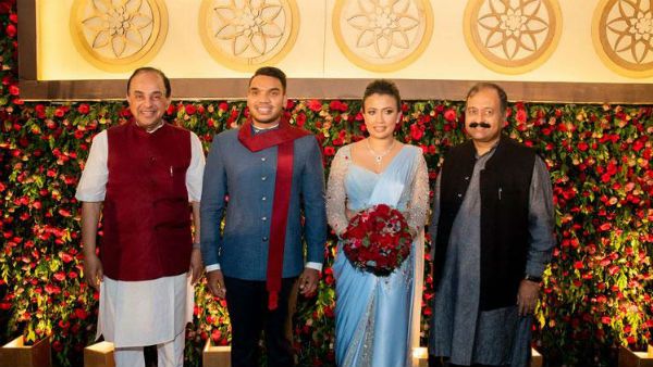 ராஜபக்சே மகன் திருமண வரவேற்பில் சு.சுவாமி, தேவகவுடா, ராம் மாதவ் பங்கேற்பு