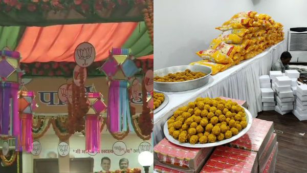 2 லட்டு சாப்பிட ஆசையா!! பாஜக அலுவலகத்தில் இப்போதே கொண்டாட்டம் துவங்கியது.. தொண்டர்கள் உற்சாகம்!