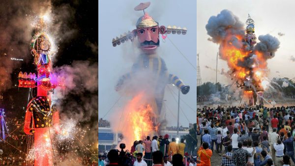 விஜயதசமி, தசரா: வடமாநிலங்களில் ராவணன் உருவ பொம்மை எரிப்பு- பல்லாயிரக்கணக்கானோர் பங்கேற்பு